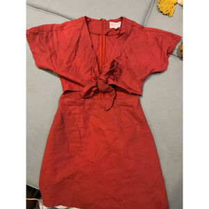 Women's L'ATISTE Red Mini Dress with Tie Front, Size S